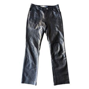 GAP Vintage Y2K 1990’s Black Genuine Leather Boot Cut Pants Size 2